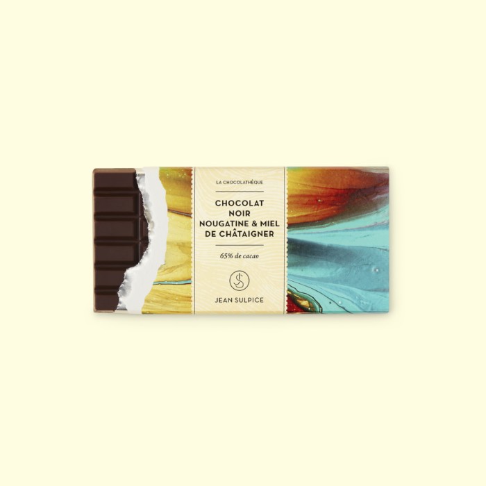 Chocolat Noir Nougatine Et Miel De Chataigner - 2 Tablette de chocolat noir 75% cacao, Nougatine et miel de chataigner